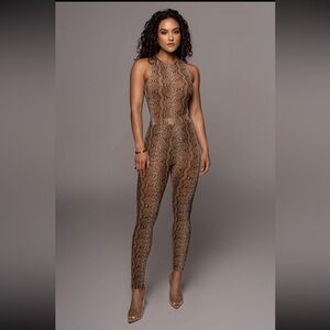 JLUXLABEL SNAKESKIN BODYSUIT & LEGGINGS SET SIZE XL